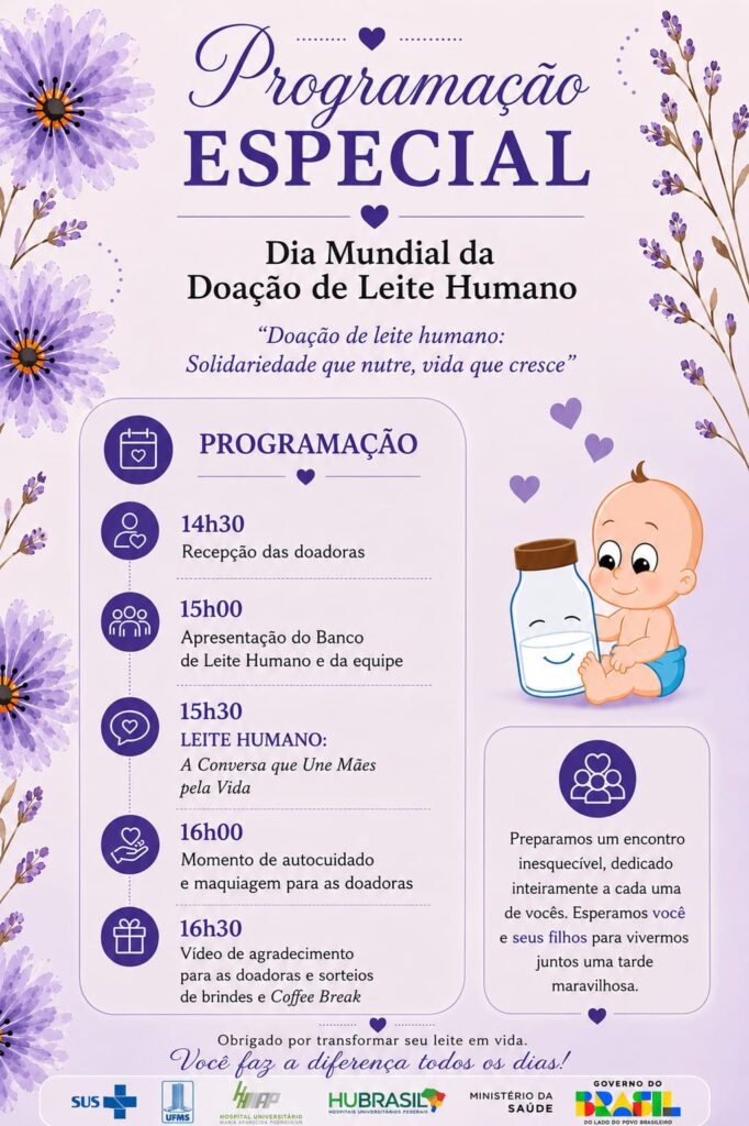 Humap-UFMS promove homenagem às doadoras de leite humano em programação especial alusiva ao Dia Mundial da Doação de Leite Humano Humap-UFMS promove homenagem às doadoras de leite humano em programação especial alusiva ao Dia Mundial da Doação de Leite Humano