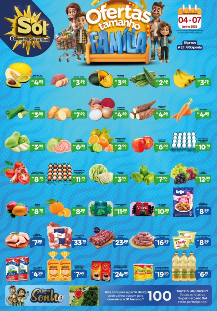 Ofertas Tamanho Família é no Supermercado Sol