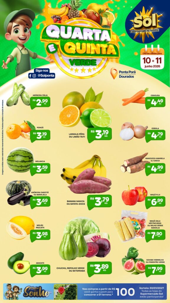 Confira as ofertas da Quarta e Quinta Verde do Supermercado Sol