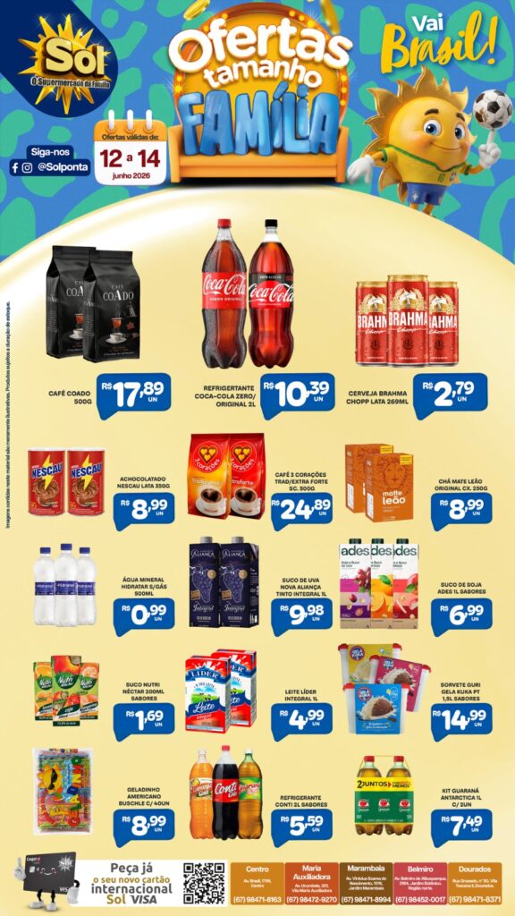 Confira as ofertas Tamanho Família do Supermercado Sol