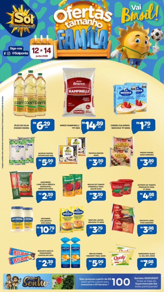 Confira as ofertas Tamanho Família do Supermercado Sol