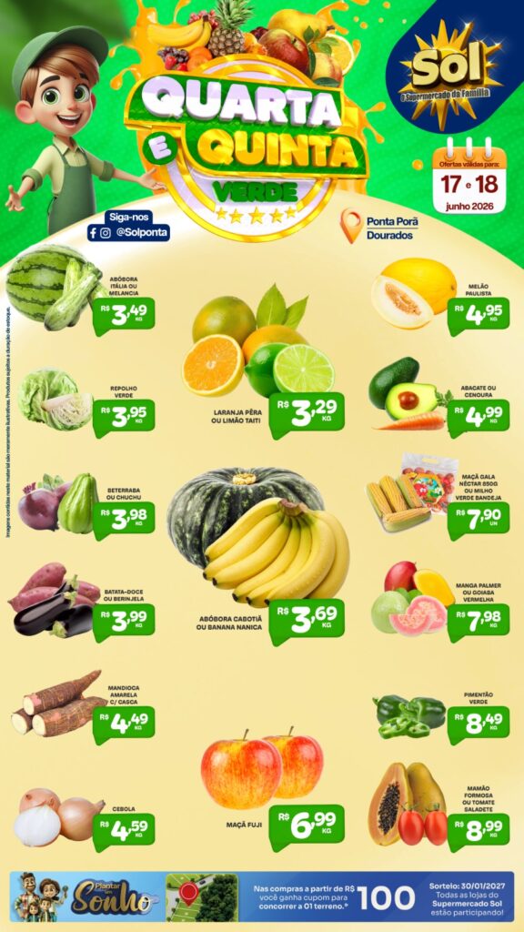 Confira as ofertas da Quarta e Quinta Verde do supermercado Sol