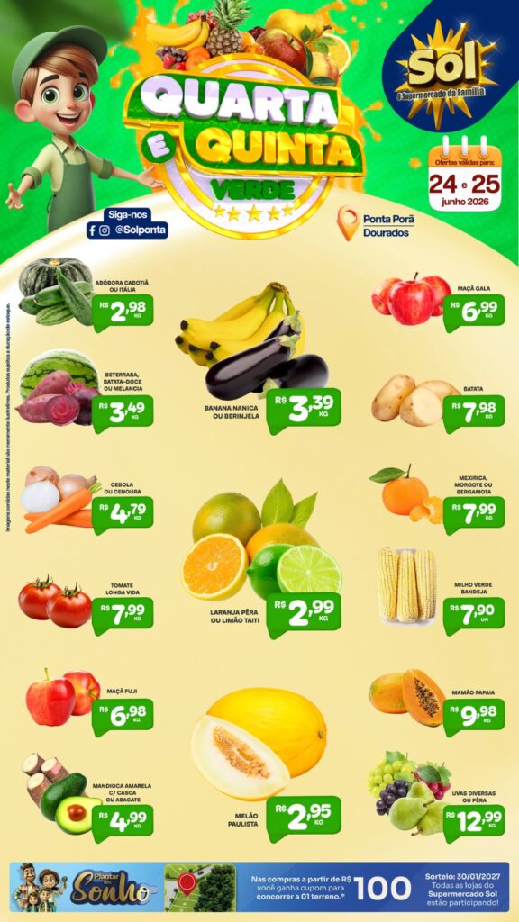 Confira as ofertas da Quarta e Quinta Verde do Supermercado Sol