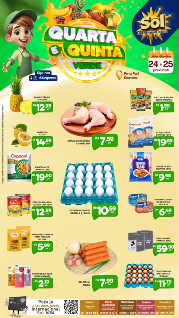 Confira as ofertas da Quarta e Quinta Verde do Supermercado Sol