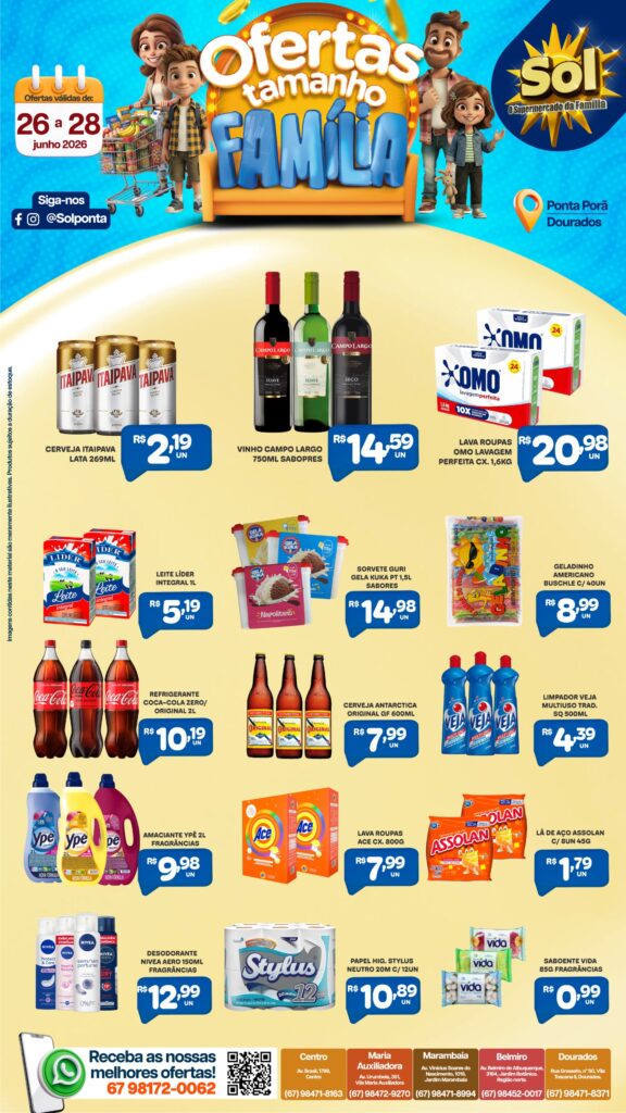 Confira as Ofertas Tamanho Família do Supermercado Sol