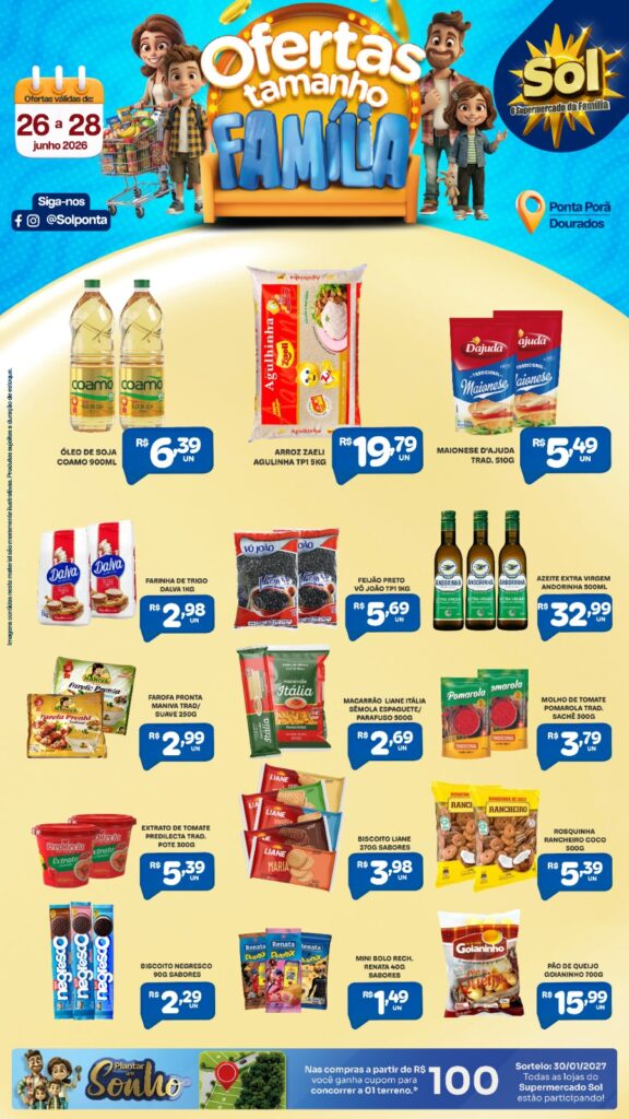 Confira as Ofertas Tamanho Família do Supermercado Sol