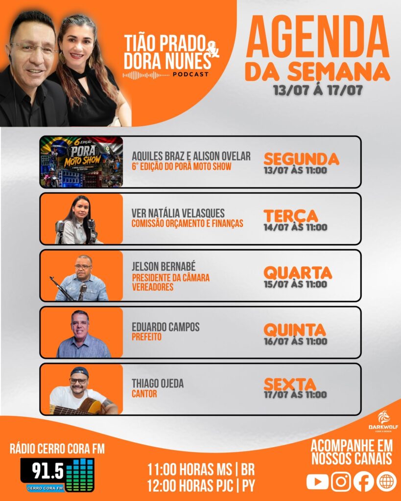Podcast Tião e Dora dessa semana fala do aniversário de Ponta Porã e seus eventos Podcast Tião e Dora dessa semana fala do aniversário de Ponta Porã e seus eventos