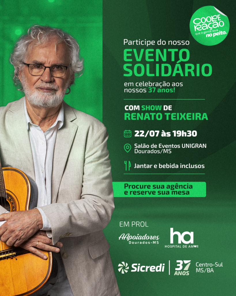 Show de Renato Teixeira marca jantar solidário em apoio ao Hospital de Amor de Dourados Show de Renato Teixeira marca jantar solidário em apoio ao Hospital de Amor de Dourados