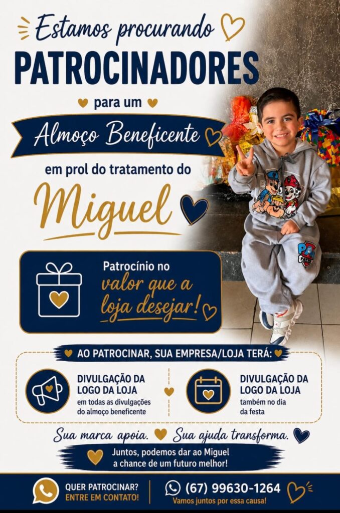 Ponta Porã: Miguel tem distrofia muscular de duchenne e precisa de ajuda Ponta Porã: Miguel tem distrofia muscular de duchenne e precisa de ajuda
