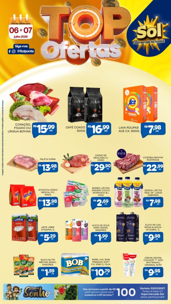 Confira as Top Ofertas do Supermercado Sol