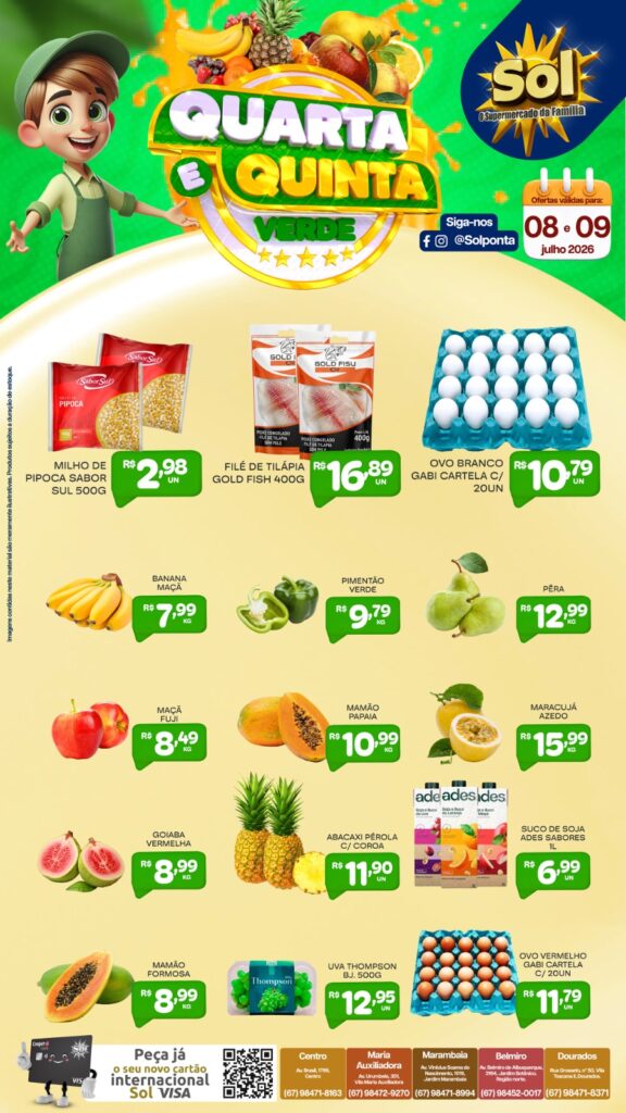 Confira as ofertas da Quarta e Quinta Verde do Supermercado Sol