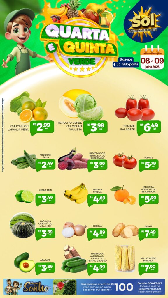 Confira as ofertas da Quarta e Quinta Verde do Supermercado Sol