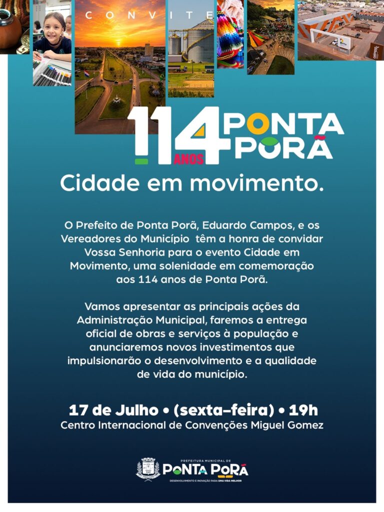 Ponta Porã celebra 114 anos de história, desenvolvimento e orgulho de sua gente! Ponta Porã celebra 114 anos de história, desenvolvimento e orgulho de sua gente!
