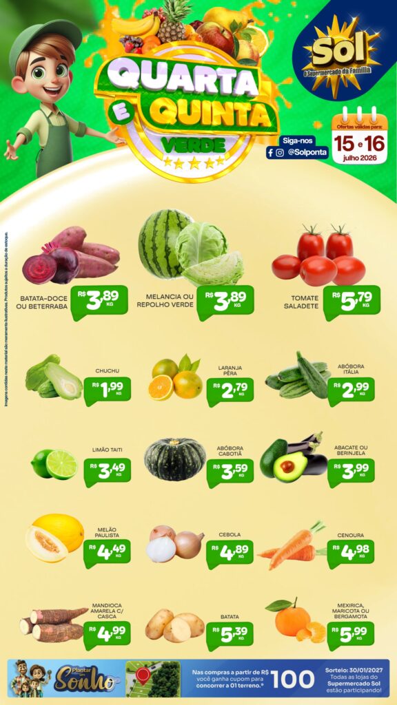 Confira as ofertas da Quarta e Quinta Verde do Supermercado Sol