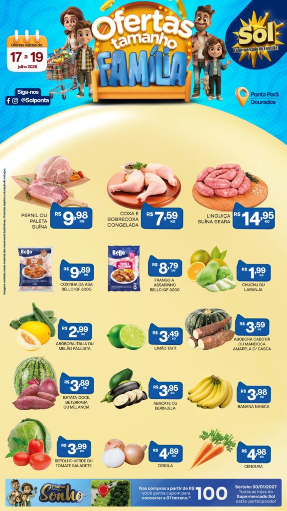 Confira Ofertas Tamanho Família do Supermercado Sol