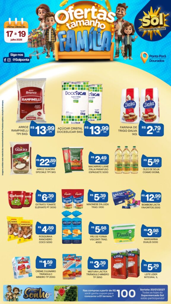 Confira Ofertas Tamanho Família do Supermercado Sol