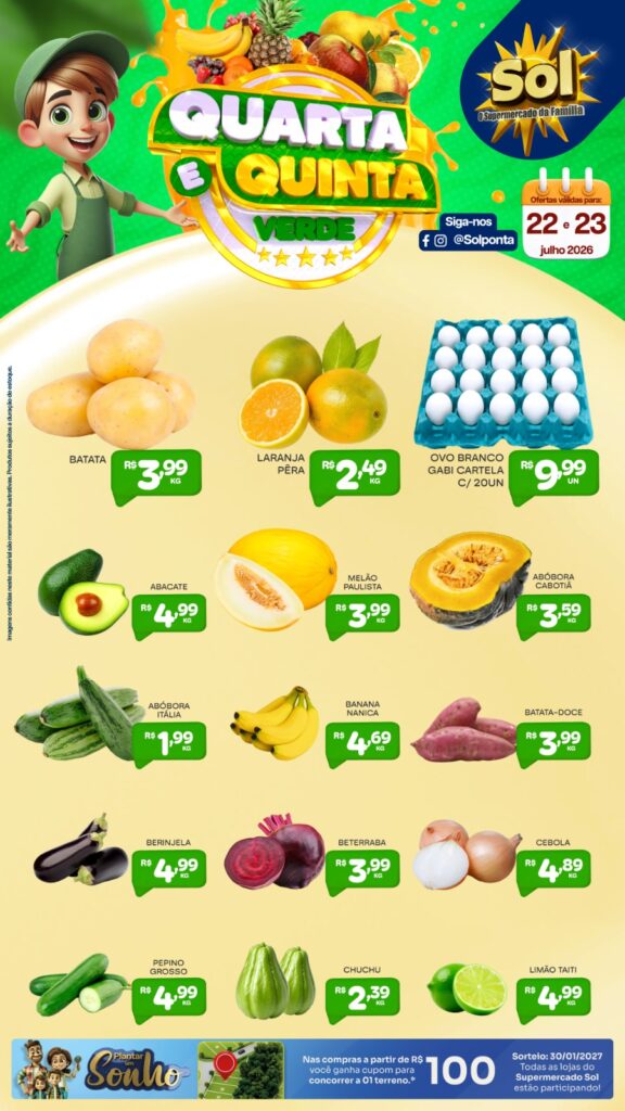 Confira as ofertas da Quarta e Quinta Verde do Supermercado Sol
