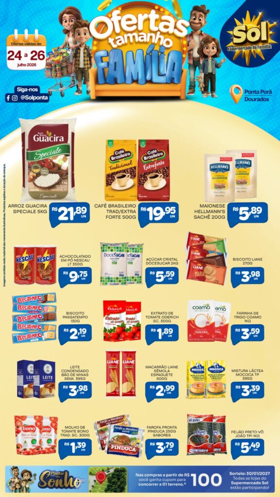 Veja Ofertas Tamanho Família do Supermercado Sol