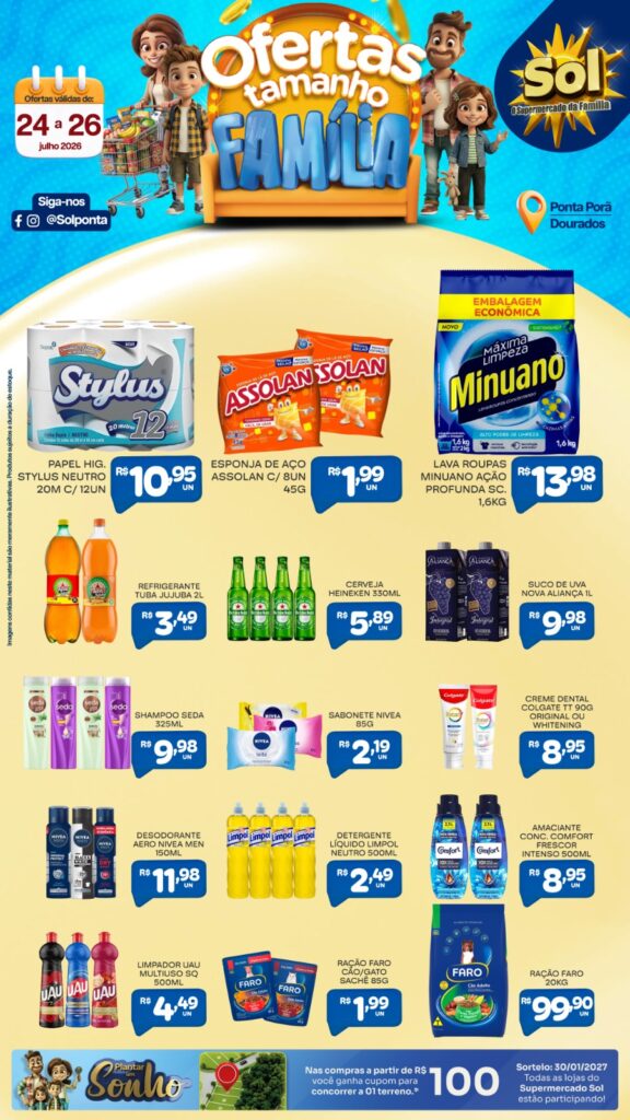 Veja Ofertas Tamanho Família do Supermercado Sol