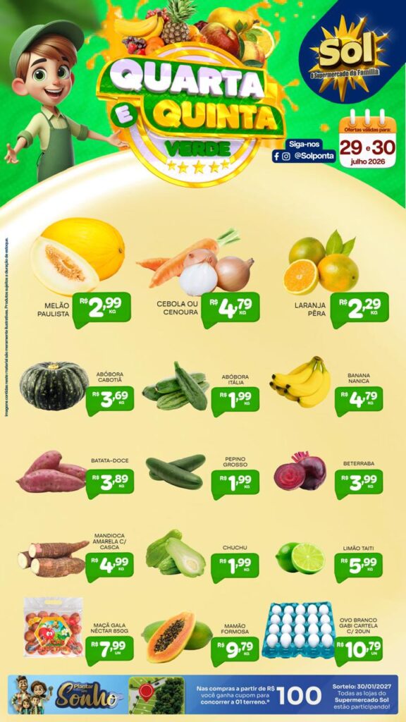 Veja as ofertas da Quarta e Quinta Verde do Supermercado Sol