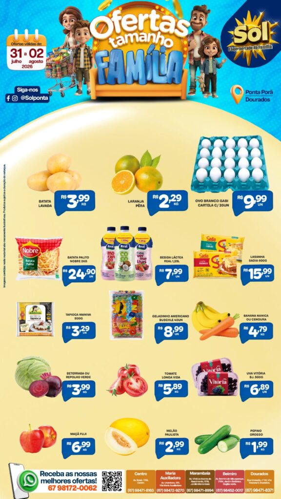 Confira as ofertas Tamanho Família do Supermercado Sol