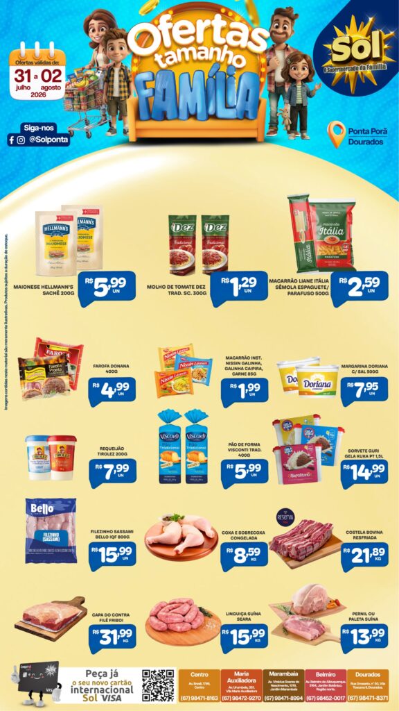 Confira as ofertas Tamanho Família do Supermercado Sol