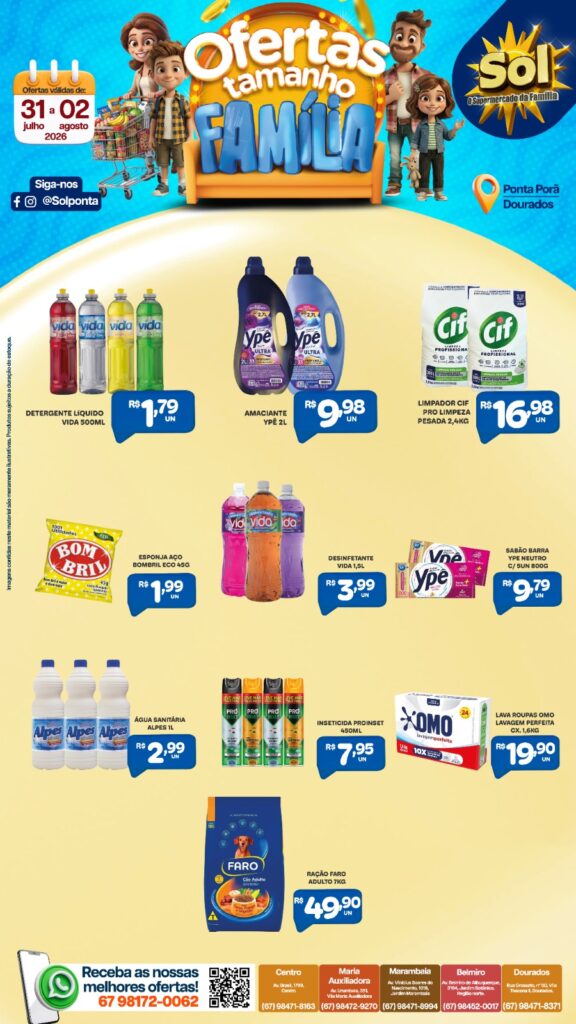 Confira as ofertas Tamanho Família do Supermercado Sol