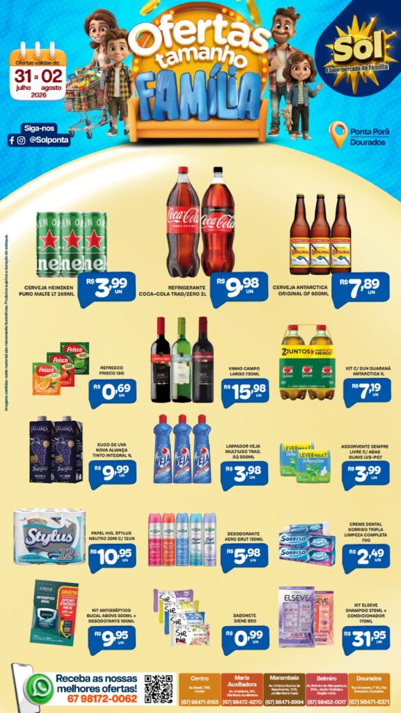 Confira as ofertas Tamanho Família do Supermercado Sol