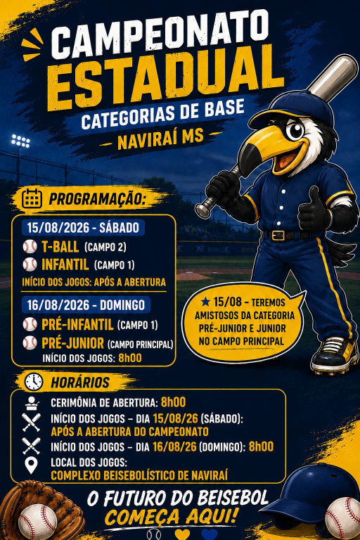 Naviraí recebe etapa final do Campeonato Estadual de Beisebol de Base neste fim de semana Naviraí recebe etapa final do Campeonato Estadual de Beisebol de Base neste fim de semana