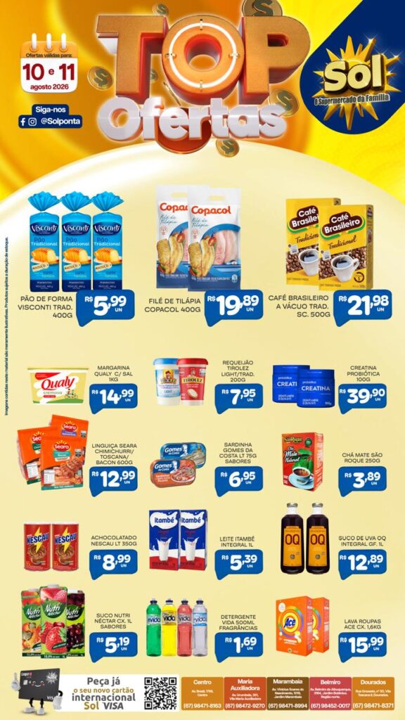 Confira as Top Ofertas do Supermercado Sol