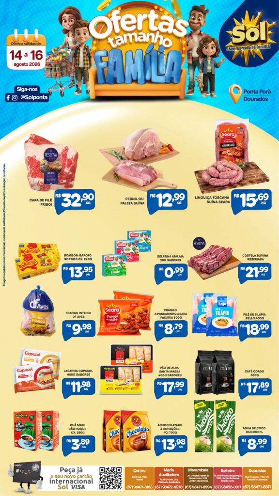 Veja as ofertas Tamanho Família do Supermercado Sol