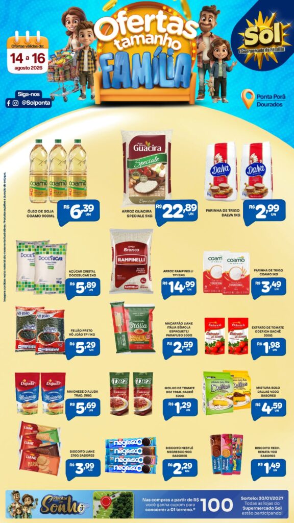 Veja as ofertas Tamanho Família do Supermercado Sol
