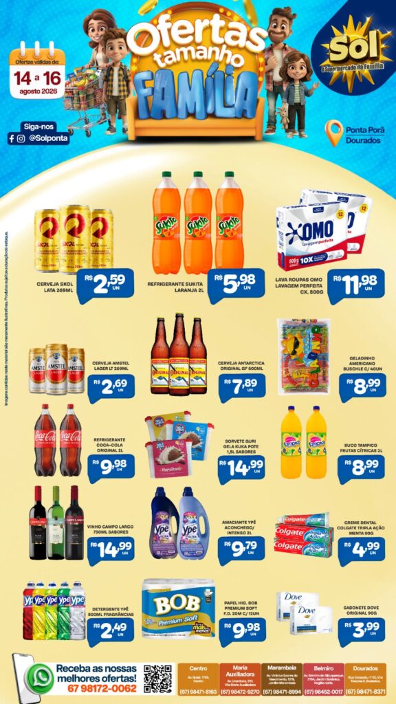 Veja as ofertas Tamanho Família do Supermercado Sol