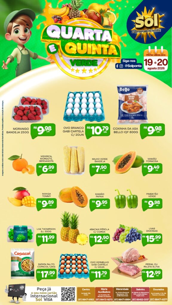 Veja as ofertas da Quarta e Quinta Verde do Supermercado Sol