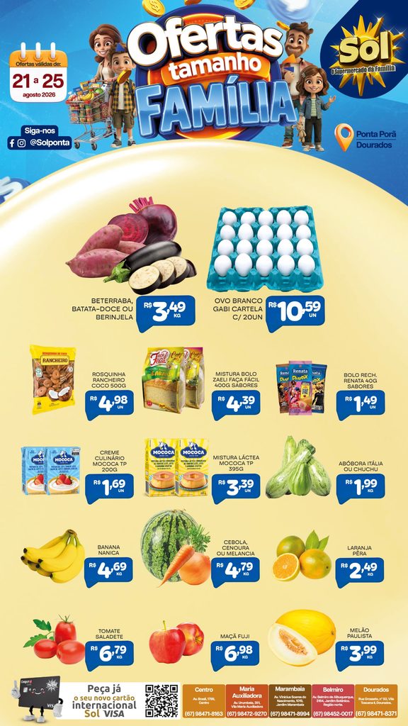 Aproveite as ofertas Tamanho Família do Supermercado Sol