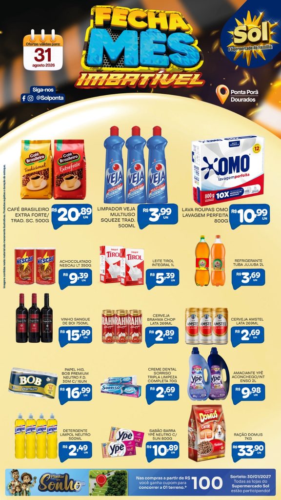 Ofertas Fecha Mês do Supermercado Sol. Confira