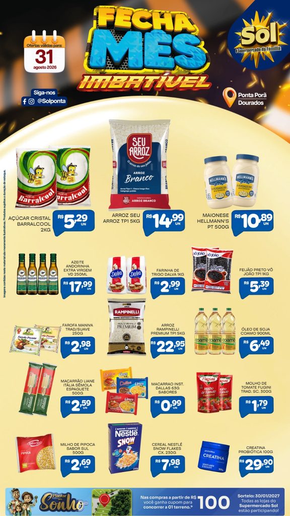 Ofertas Fecha Mês do Supermercado Sol. Confira