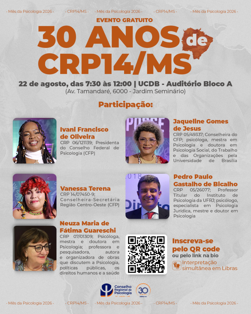 CRP14/MS celebra 30 anos de história com programação especial no mês da Psicologia CRP14/MS celebra 30 anos de história com programação especial no mês da Psicologia