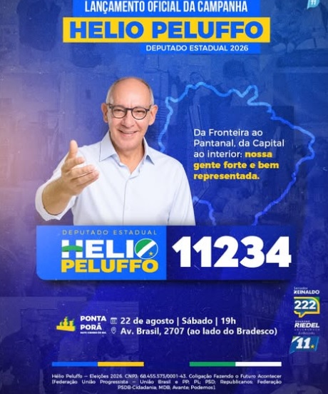 Ponta Porã: Hélio Peluffo lança oficialmente campanha a deputado estadual nesse sábado Ponta Porã: Hélio Peluffo lança oficialmente campanha a deputado estadual nesse sábado