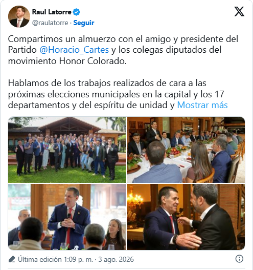 Cartes reúne a diputados colorados y confirma que buscará la reelección en la ANR Cartes reúne a diputados colorados y confirma que buscará la reelección en la ANR