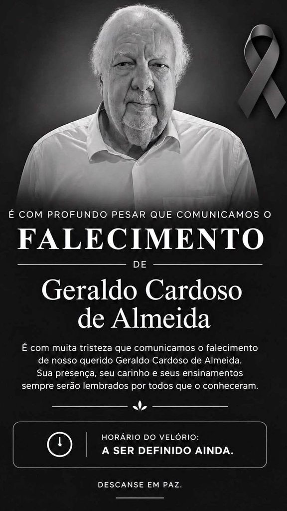 Nota de Falecimento: Geraldo Cardoso de Almeida Nota de Falecimento: Geraldo Cardoso de Almeida
