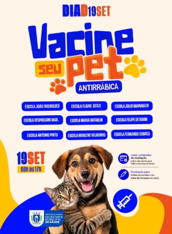 Campanha de vacinação antirrábica para cães e gatos no dia 19 de setembro em Amambai Campanha de vacinação antirrábica para cães e gatos no dia 19 de setembro em Amambai