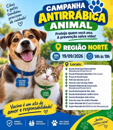 Ponta Porã realiza Dia D de vacinação antirrábica neste sábado, dia 19 Ponta Porã realiza Dia D de vacinação antirrábica neste sábado, dia 19