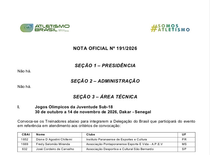Ponta Porã: Professor do MS é convocado para ser técnico de atletismo da Seleção Brasileira em Dakar Ponta Porã: Professor do MS é convocado para ser técnico de atletismo da Seleção Brasileira em Dakar