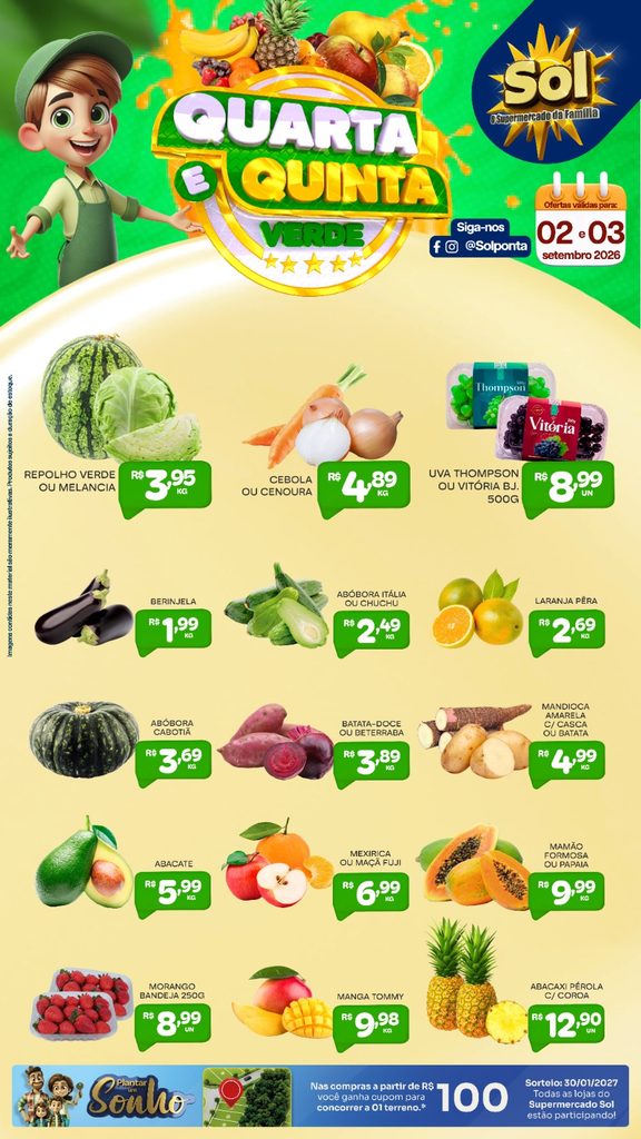 Confira as ofertas da Quarta e Quinta Verde do Supermercado Sol