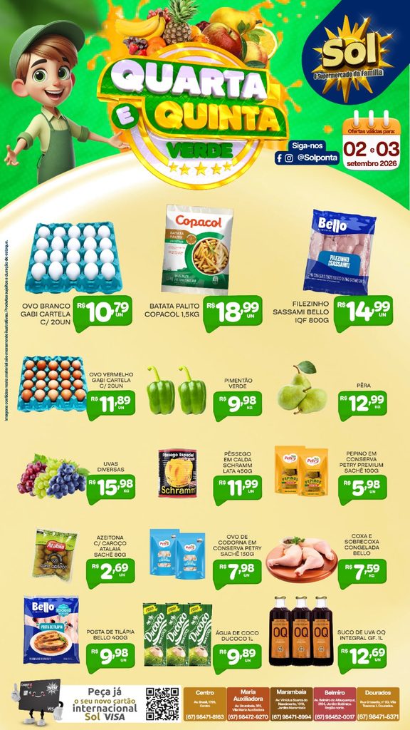 Confira as ofertas da Quarta e Quinta Verde do Supermercado Sol