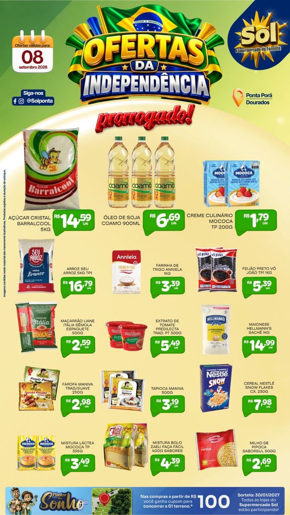 Prorrogadas as ofertas da Independência do Supermercado Sol