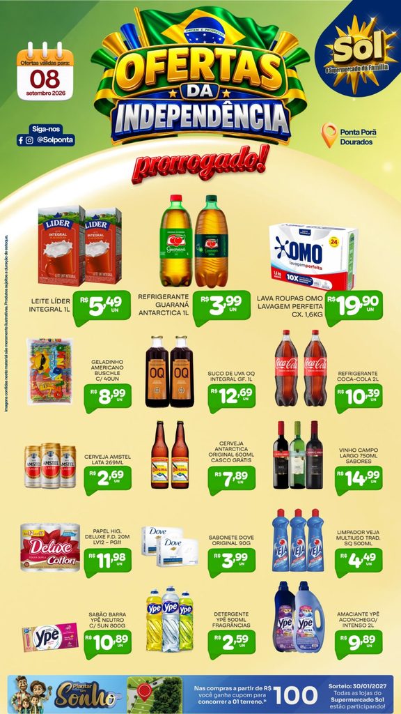Prorrogadas as ofertas da Independência do Supermercado Sol