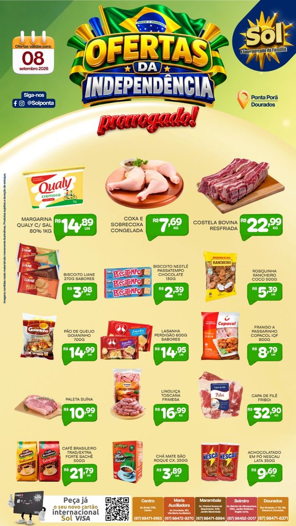 Prorrogadas as ofertas da Independência do Supermercado Sol