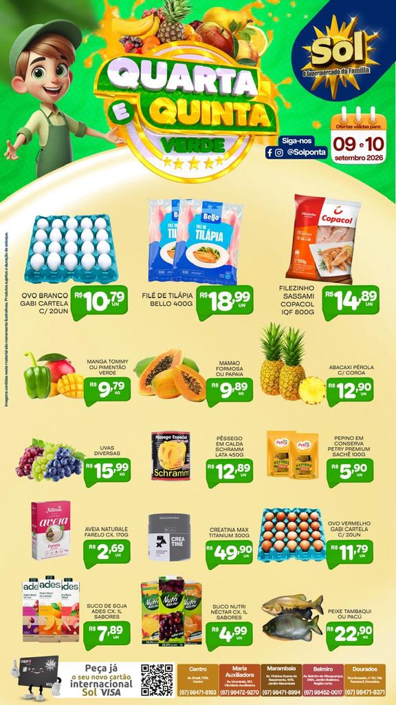 Veja as ofertas da Quarta e Quinta Verde do Supermercado Sol